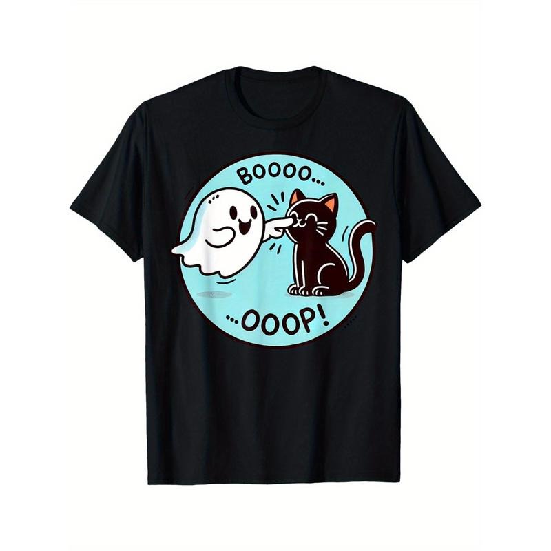 Funny Halloween Ghost Black Cat Boop Easy Lazy Costume T-Shirt made in usa Hoodie Sweatshirt | PrintMintTees.com