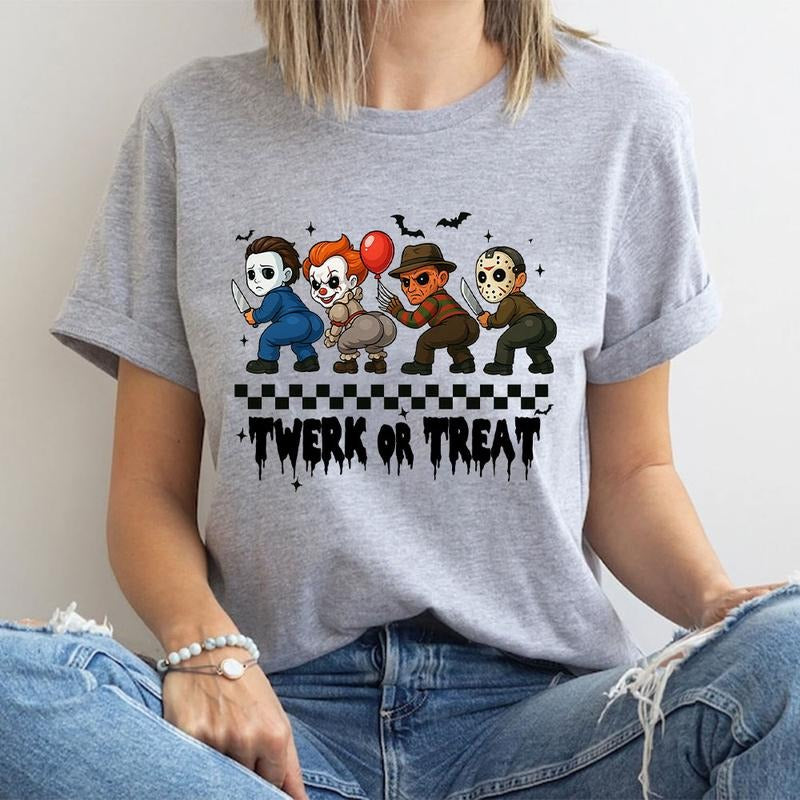 Funny Halloween Shirt, Trick or Treat Shirt, Twerk or Treat Tshirt, Michael Myers Jason Voorhees Shirt, Horror Character...