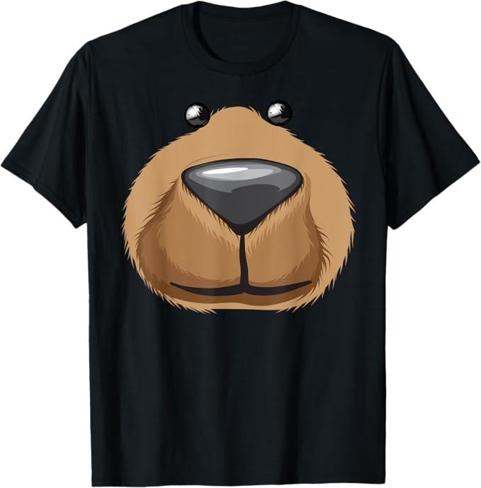 Funny Halloween Shirts For Men, Cute Bear Face Costume Funny Halloween Teddy DIY Gift T-Shirt Menswear