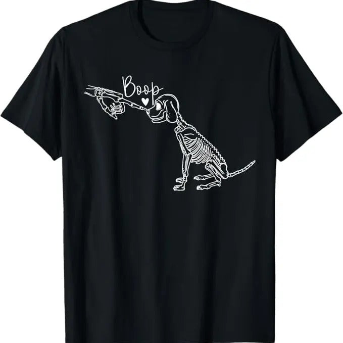 Funny Halloween Shirts Funny Dog Skeleton Hand Boop Halloween Puppy Dog Lover Menswear Available Size S 5XL Shirt Hoodie Sweatshirt