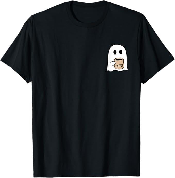 Funny Halloween Shirts Ghost Drinking Coffee Funny Halloween Costume Coffee Lover Menswear Available Size S 5XL Shirt Hoodie Sweatshirt