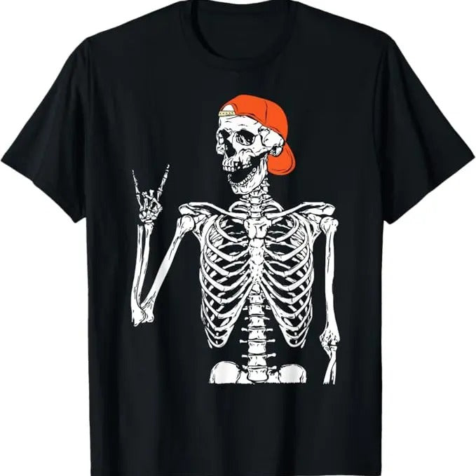 Funny Halloween Shirts For Men, Rocker Skeleton Hand Rock On Costume Funny Halloween Gifts T-Shirt Menswear