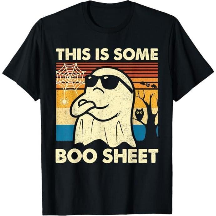 Funny Halloween Shirts For Men, This is Some Boo Sheet Ghost Retro Funny Halloween Men Women T-Shirt Menswear