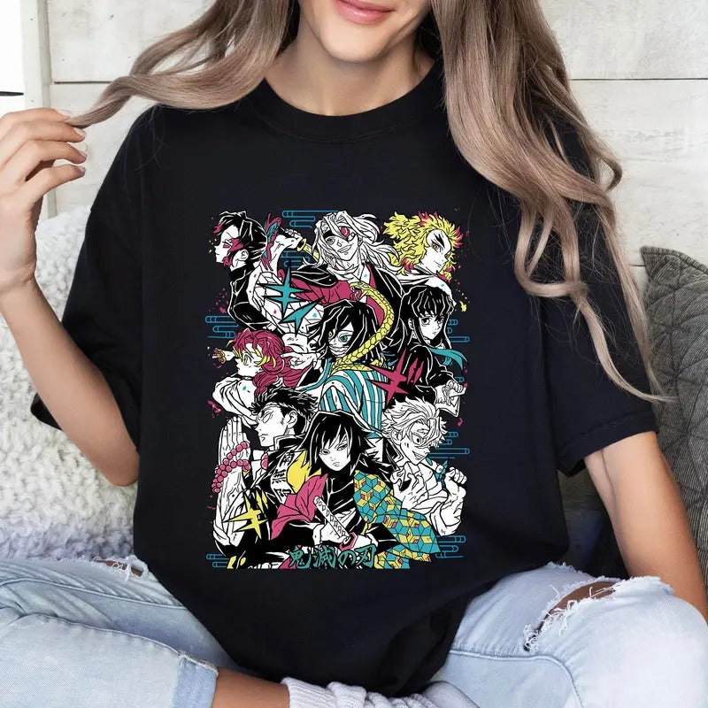 Funny Hashira Characters DM Anime Lover Shirt Crewneck Hoodie Comfort Cotton Sweatshirt | PrintMintTees.com