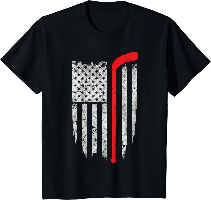 Funny Hockey Shirt, Hockey American Flag T-shirt Clothing Menswear Hoodie, Sweatshirt | PrintMintTees.com