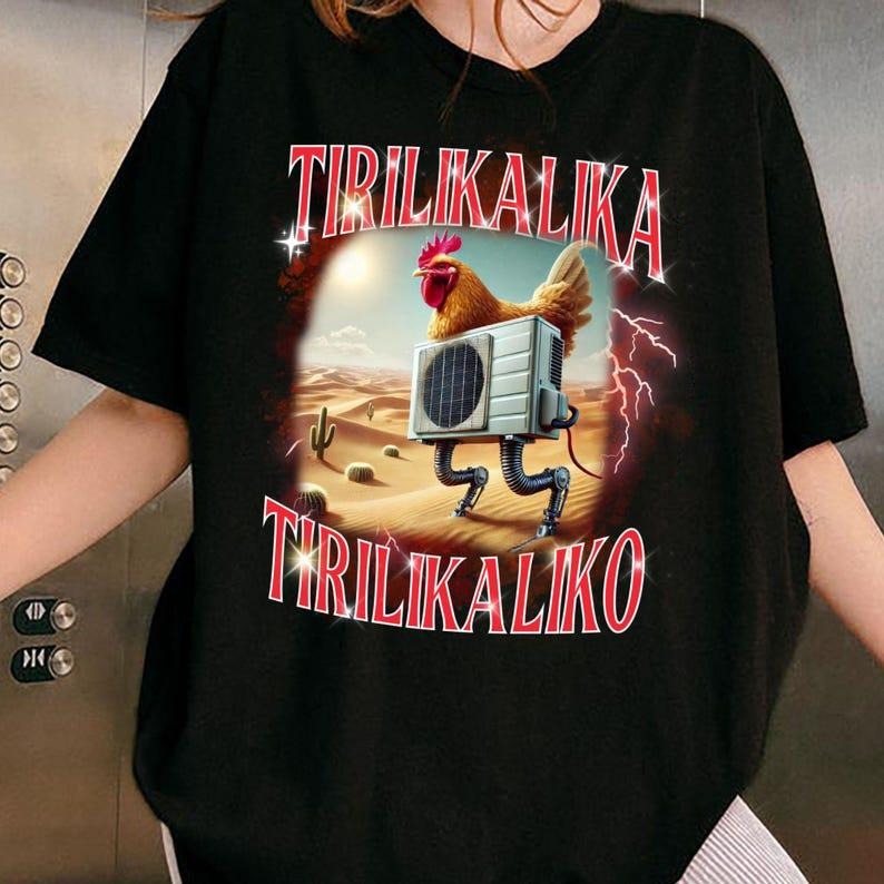 Funny Italian Brainrot T-shirt, Bootleg Rap Shirt, Tirilikaliko T Shirt, Silly Chicken Meme TShirt, Weird Absurd Tee,...