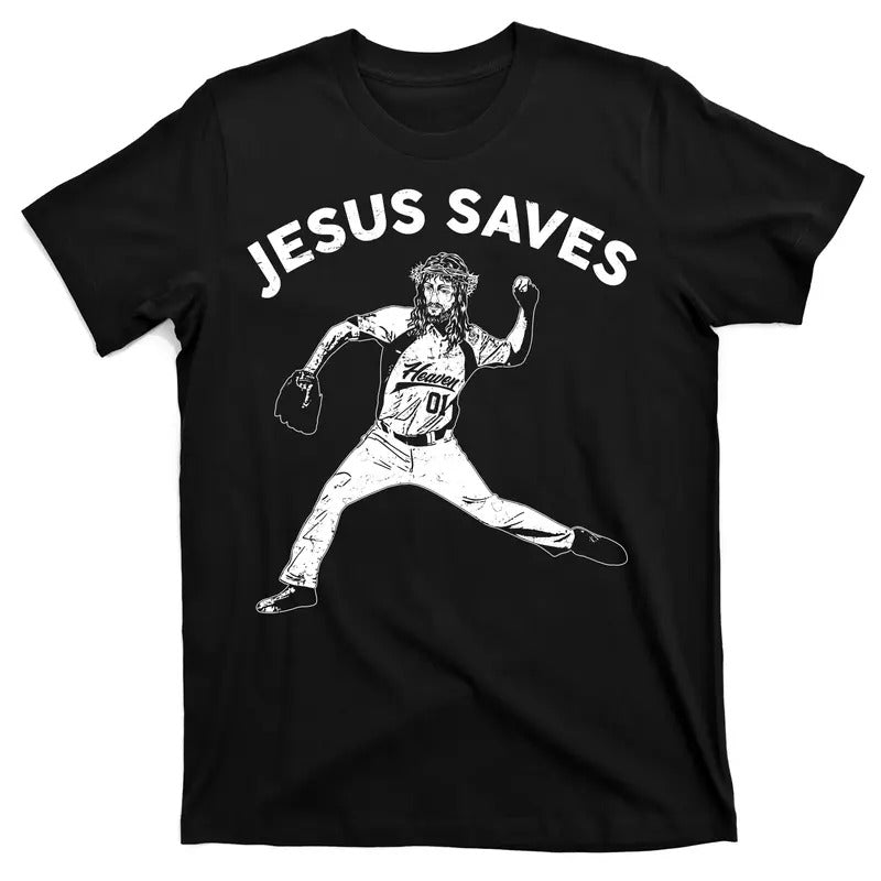 Funny Jesus Saves Baseball T-Shirt Cotton Menswear Hoodie Sweatshirt | PrintMintTees.com
