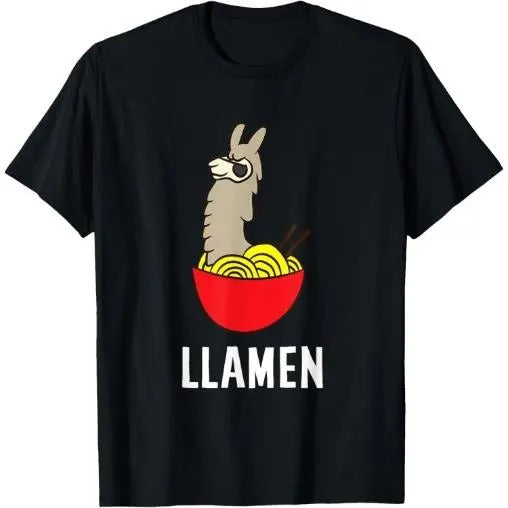 Funny LLama LLamen Noodles Chinese Food Llama T-Shirt Made in USA Hoodie Sweatshirt | PrintMintTees.com