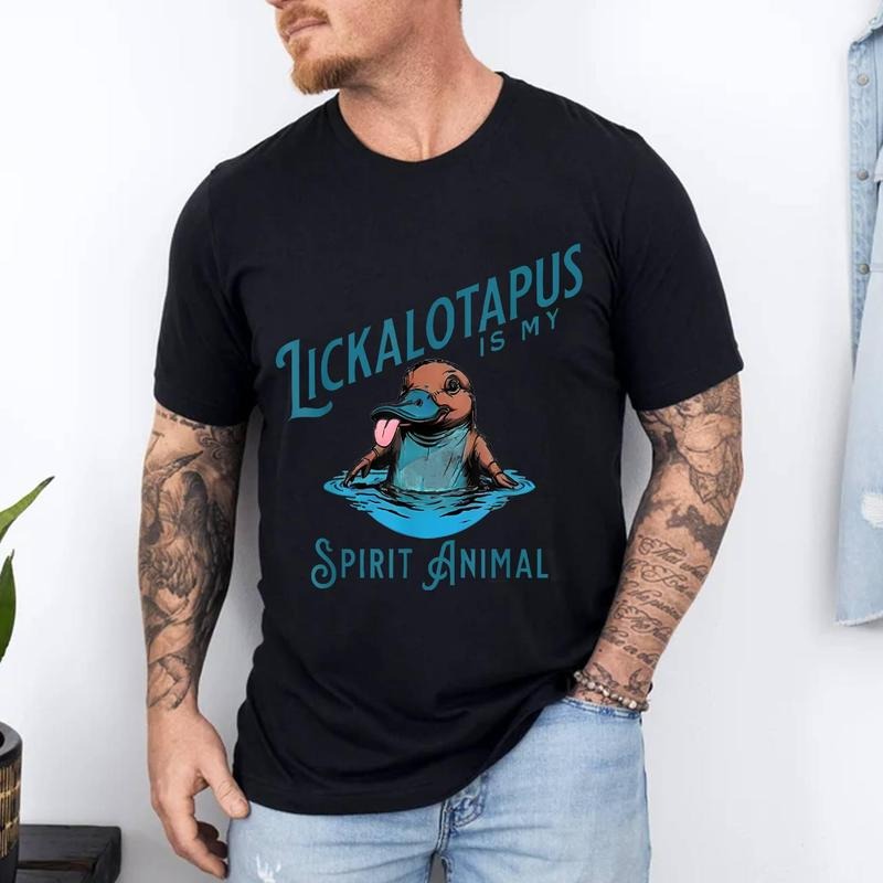 Funny Lickalotopus Is My Spirit Animal Funny Platypus Humor Cotton Short Sleeve Size S 3XL Shirt Hoodie Sweatshirt