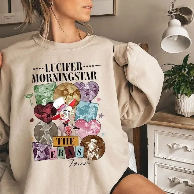 Funny Lucifer Morningstar Hazbin Hotel Characters The Eras Tour Style Sweatshirt Shirt Hoodie | PrintMintTees.com