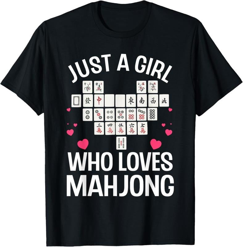 Funny Mahjong Design For Girls Women Chinese Mahjong Players T-Shirt Hoodie Sweatshirt | PrintMintTees.com