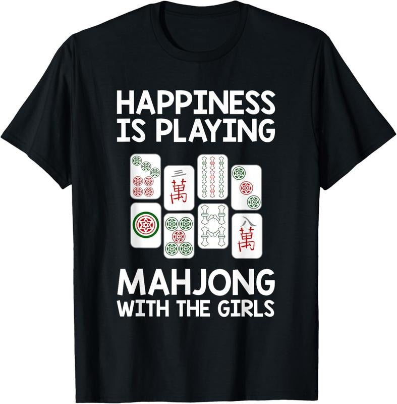 Funny Mahjong Gift Cool Happiness Is Playing Mahjong Girls T-Shirt Hoodie Sweatshirt | PrintMintTees.com