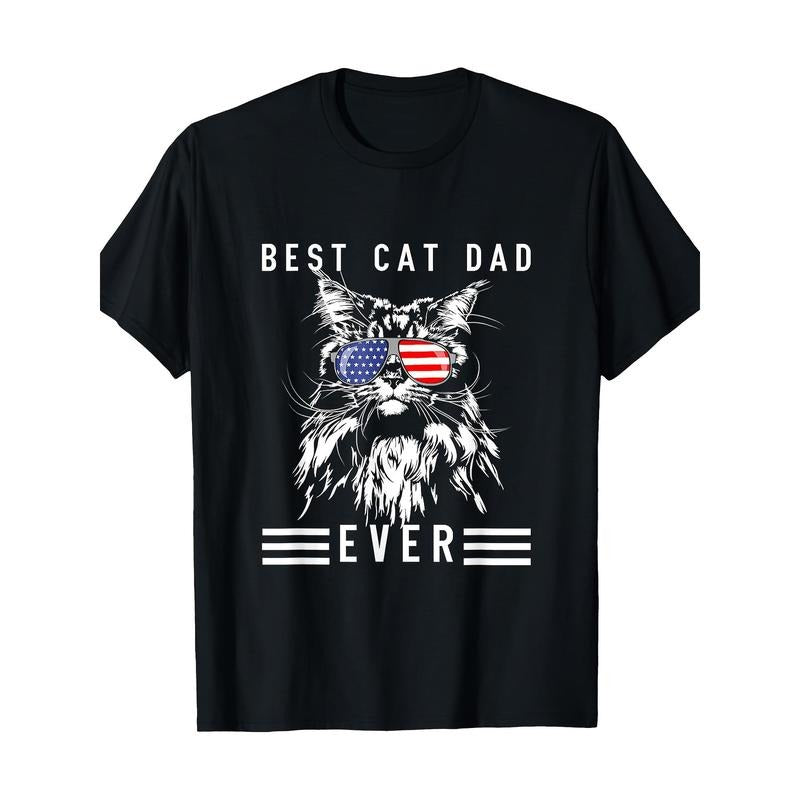 Funny Maine Coon Cat Best Cat Dad Ever Funny Cat Maine Coon T-Shirt 100%cotton