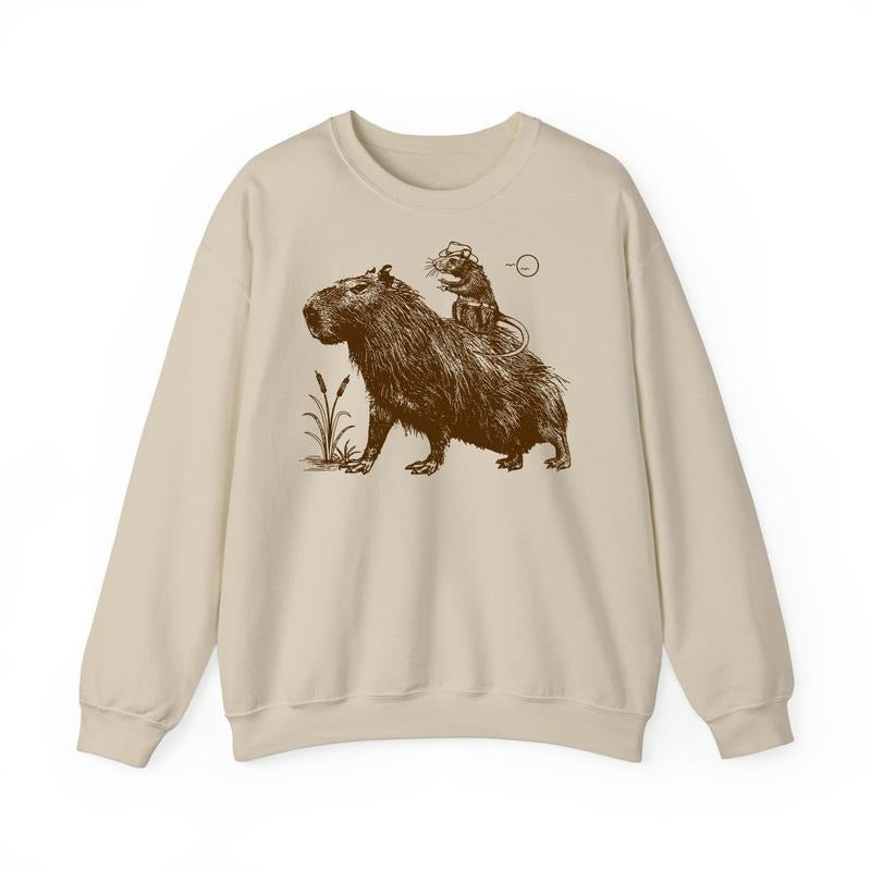 Funny Meme Capybara And Rodent Shirt, Vintage Meme Shirt For Women And Men, Kids Cute Mouse Shirt, Cowboy Rat Shirt,...