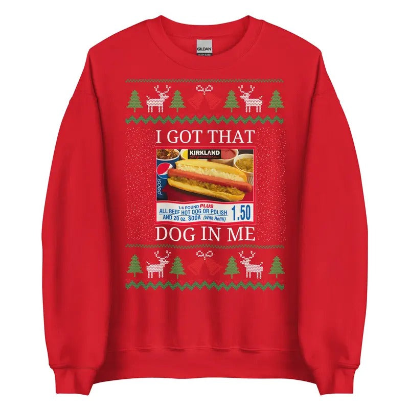Funny Meme I Got That Dog In Me Ugly Christmas Shirt, Costco Kirkland Signature Holiday Party Shirt, Retro Christmas...