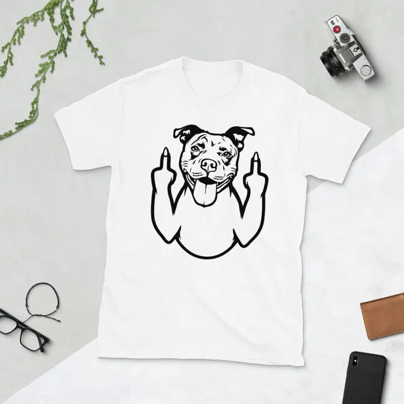 Funny Meme Shirt, American Pit Bull Terrier Middle Finger Dog Tee, Gift Unisex T-Shirt Hoodie Sweatshirt | PrintMintTees.com