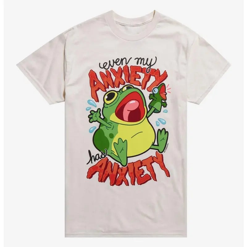 Funny Meme Shirt, Anxious Frog Gift Unisex T-Shirt Casual Fabric Hoodie Sweatshirt | PrintMintTees.com