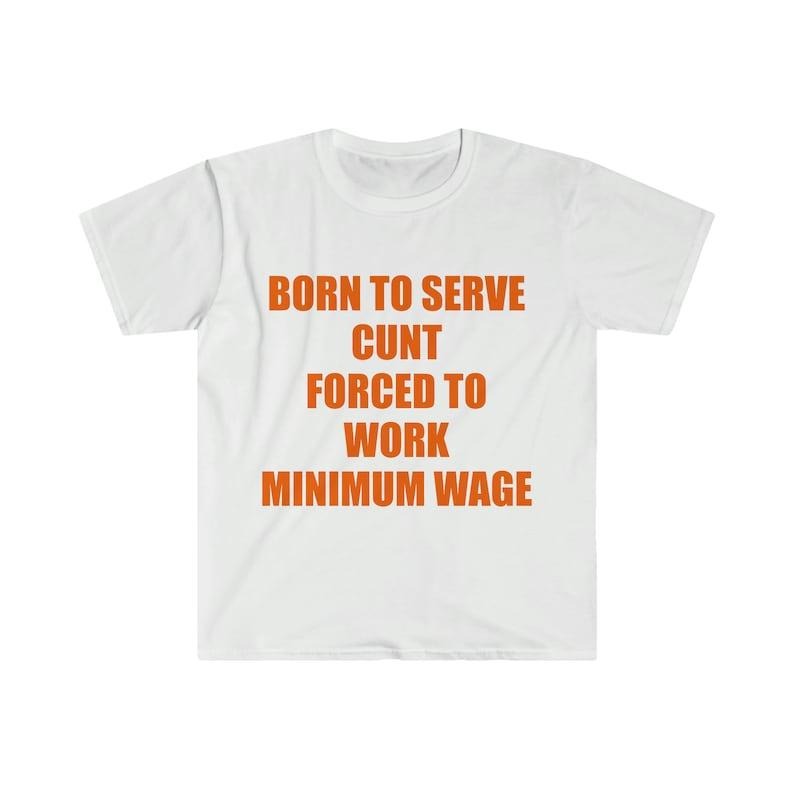 Funny Meme Shirt, Born to Serve C*nt Forced to Work Minimum Wage Joke Tee, Gift Unisex T-Shirt Hoodie Sweatshirt