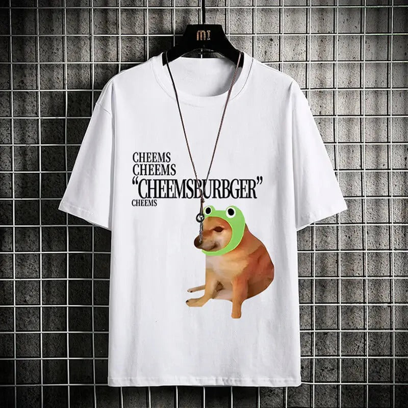 Funny Meme Shirt, Cheemsburger Dog T-Shirt Meme Aesthetic Casual Fabric Hoodie Sweatshirt | PrintMintTees.com