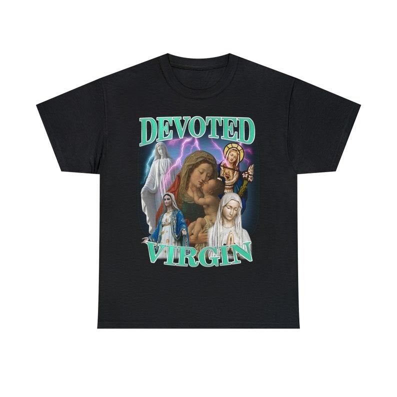 Funny Meme Shirt, Devoted Virgin Vintage Tee, Gift Unisex T-Shirtstyle{n002}2 Hoodie Sweatshirt | PrintMintTees.com
