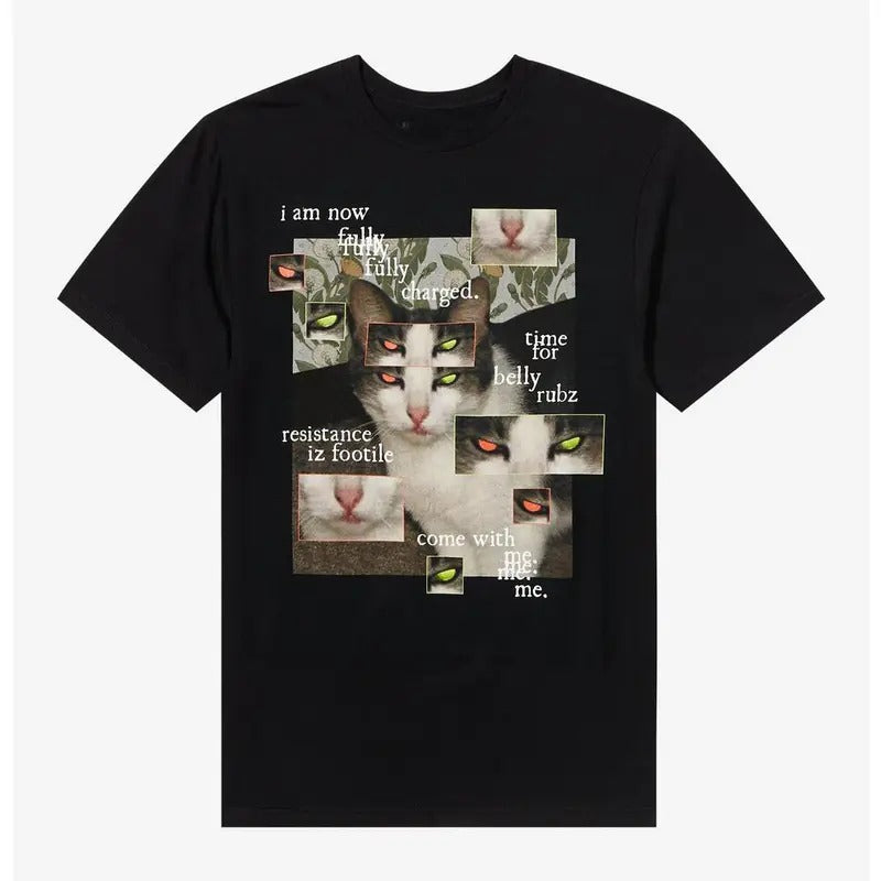 Funny Meme Shirt, Fully Charged Cat Tee, Cat Lover Gift Unisex T-Shirt Hoodie Sweatshirt | PrintMintTees.com