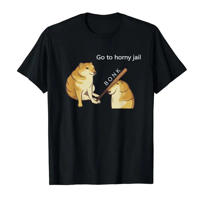 Funny Meme Shirt, Go to Horny Jail - Cheems Doge Meme T-Shirt Casual Classic Hoodie Sweatshirt | PrintMintTees.com