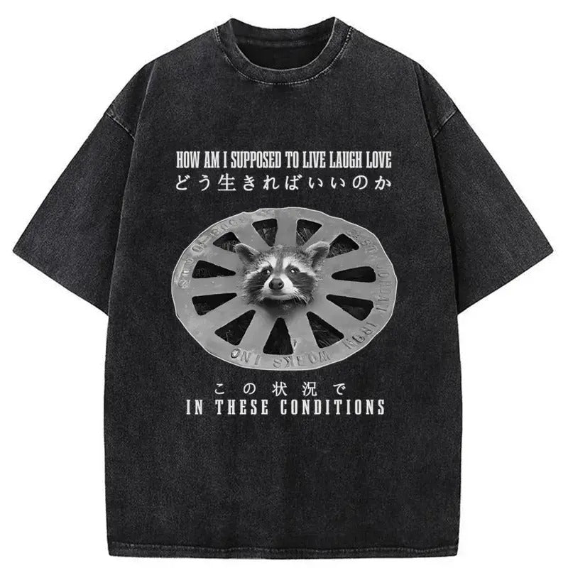 Funny Meme Shirt, How Am I Supposed To Live  Raccoon Shirt, Meme Raccoon Japanese Merch, Vintage 90s Unisex Colors...