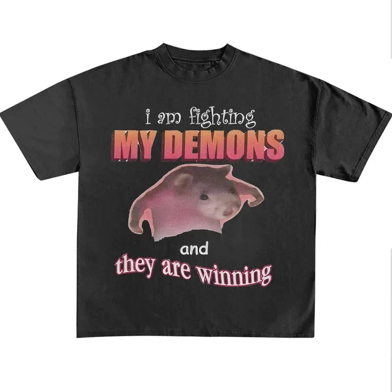 Funny Meme Shirt, I Am Fighting My Demons And They Are Winning Shirt, Meme Quote Merch, Funny Trendy Unisex Gift Hoodie...