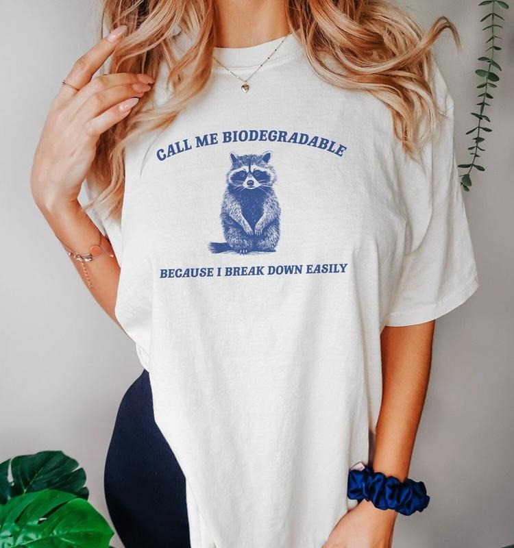 Funny Meme Shirt, I Break Down Easily Tee, Raccoon Gift Unisex T-Shirt Hoodie Sweatshirt | PrintMintTees.com