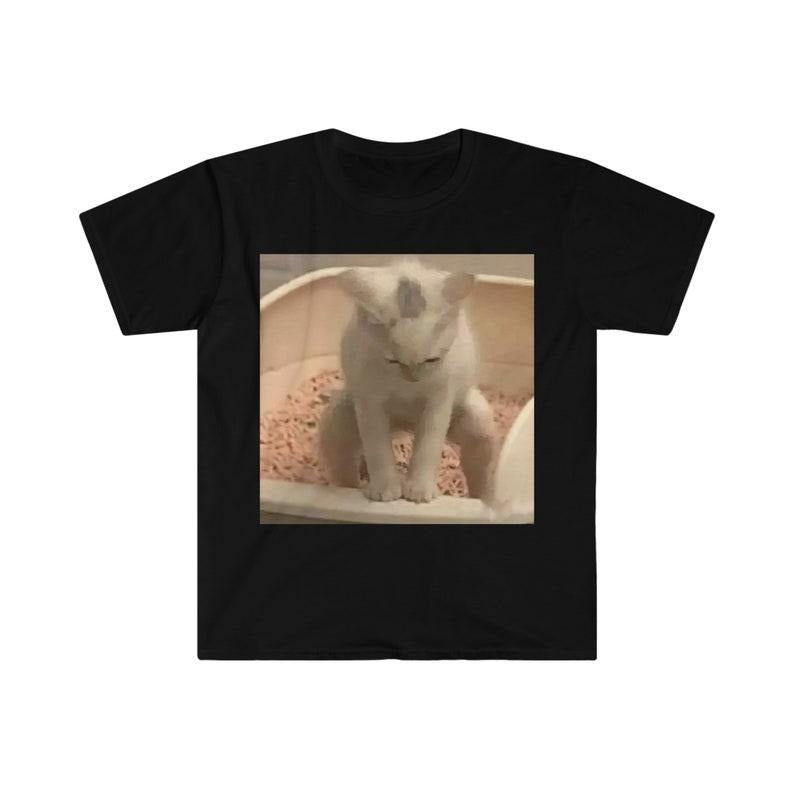 Funny Meme Shirt, Kitty Cat Taking a Poop Kitten Joke Tee, Gift Unisex T-Shirt Hoodie Sweatshirt | PrintMintTees.com