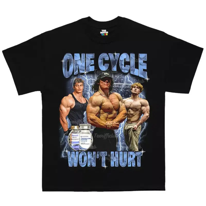 Funny Meme Shirt, One Cycle Wont Hurt Tee, Gym Gift Unisex T-Shirt Hoodie Sweatshirt | PrintMintTees.com