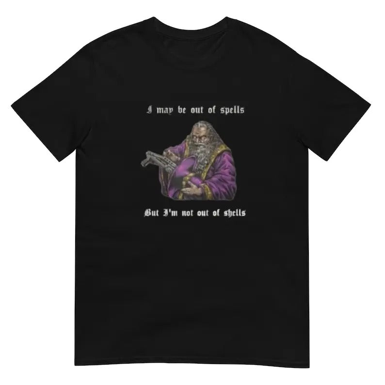 Funny Meme Shirt, Out of spells Wizard Tee, Gym Gift Unisex T-Shirt Hoodie Sweatshirt | PrintMintTees.com