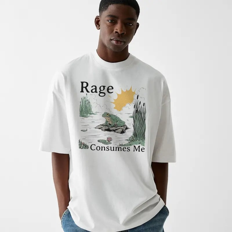 Funny Meme Shirt, Rage Consumes Me Frog T-Shirt, Funny Frog Graphic Tee, Quirky And Humorous Quote Design Merch Hoodie...
