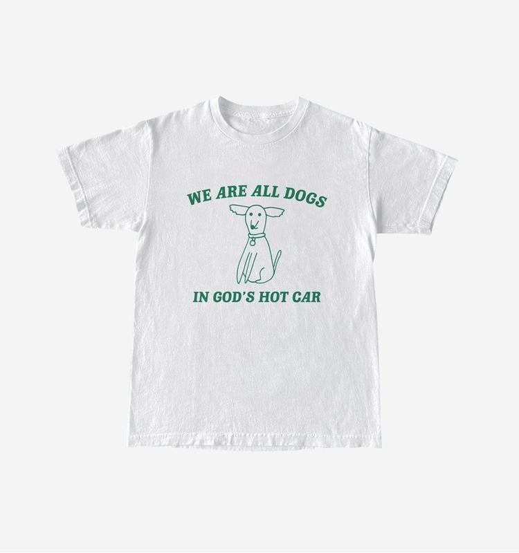 Funny Meme Shirt, We Are All Dogs In God's Hot Car Tee, Gift Unisex T-Shirt Hoodie Sweatshirt | PrintMintTees.com