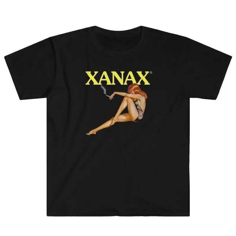 Funny Meme Shirt, Xanax Vintage 1950s Pin Up Anxiety Depression Anxious Emo Gothic Goth Tee, Sad Girls Club Gift Unisex...