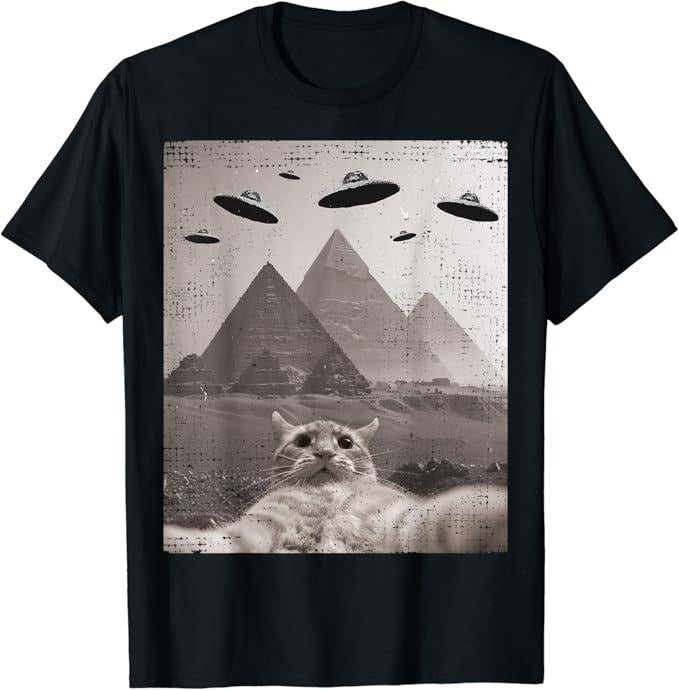 Funny Meme Shirts Cat UFO Meme Funny Cat Selfie UFOs Menswear Top T-Shirts, Hoodie, Sweatshirt