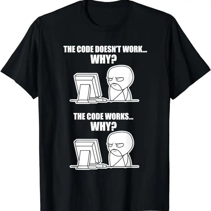 Funny Meme Shirts For Men, Code Works Why Meme T-Shirt, Gift For Coder, Menswear Top Hoodie Sweatshirt | PrintMintTees.com