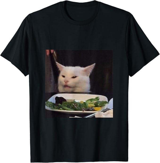 Funny Meme Shirts For Men, Dinner Table Cat Meme Funny T-Shirt Menswear Top Hoodie Sweatshirt | PrintMintTees.com