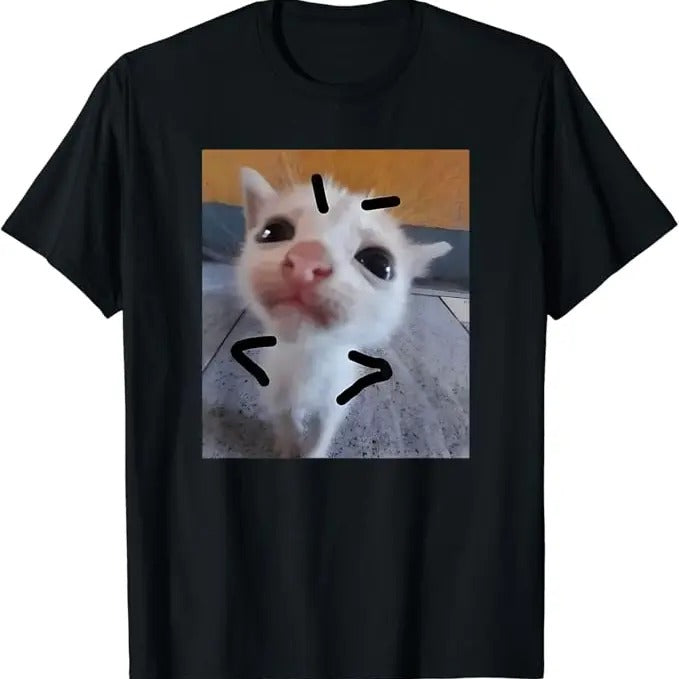 Funny Meme Shirts For Men, Funny Cat Lover Angry Kitten Meme Cute Graphic T-Shirt Menswear Top Hoodie Sweatshirt
