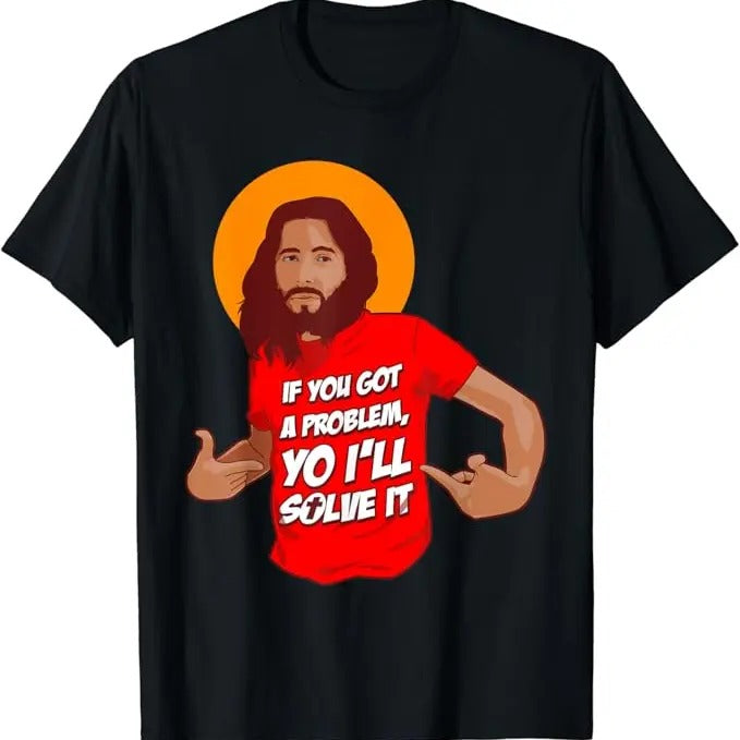 Funny Meme Shirts For Men, Funny Jesus Christian Meme Yo I'll Solve It Christmas T-Shirt Menswear Top Hoodie Sweatshirt