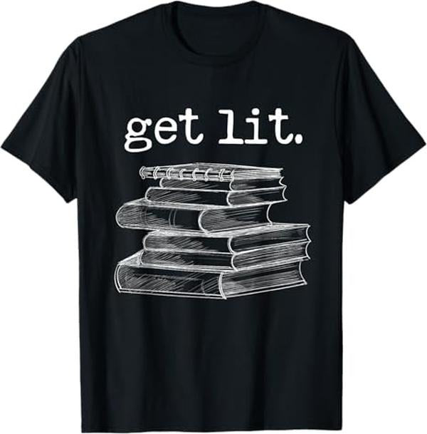 Funny Meme Shirts For Men, Get Lit with Books Funny Meme Book Lover Reading T-Shirt Menswear Top Hoodie Sweatshirt