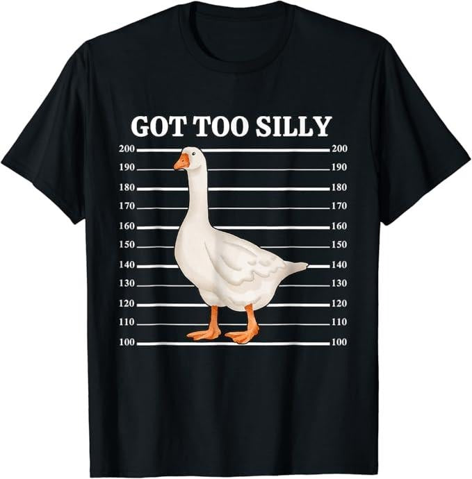 Funny Meme Shirts For Men, Goose Got Too Silly Funny Silly Goose Mugshot Meme T-Shirt Menswear Top Hoodie Sweatshirt