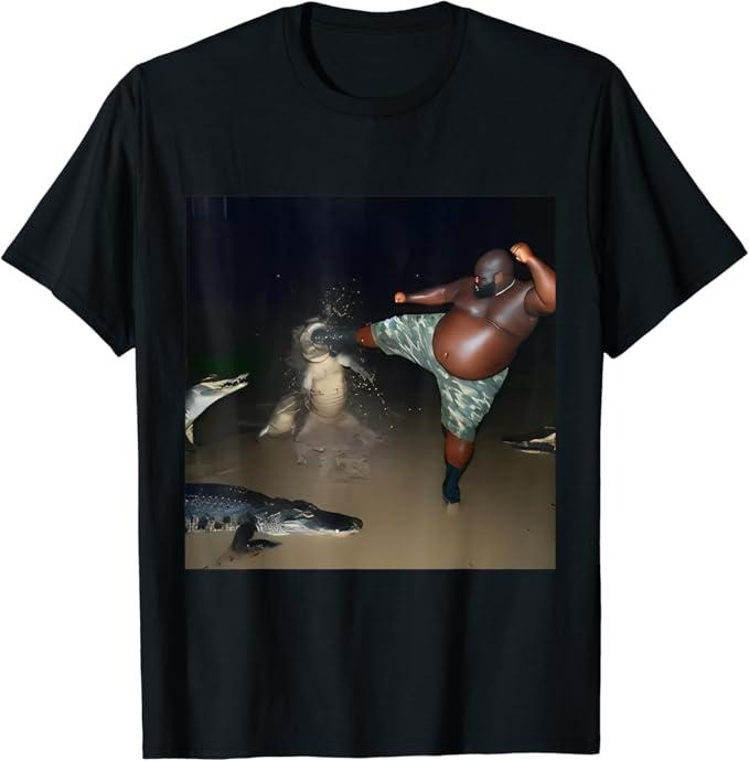 Funny Meme Shirts Man Kick Alligator Swamp Funny Oddly Specific Meme Menswear Top T-Shirts, Hoodie, Sweatshirt