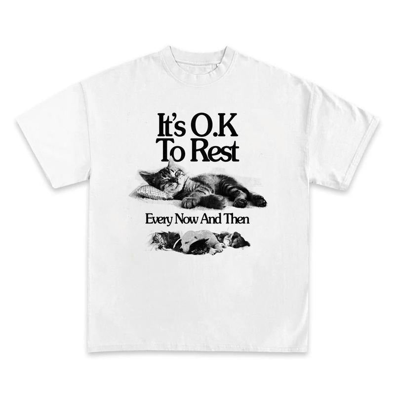 Funny Meme Vintage Graphic Shirt, It's O.K To Rest Every Now And Then Shirt, Cat Lovers, Funny Cat Tee, Cat Gifts Hoodie...