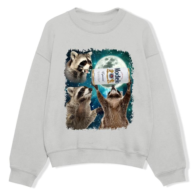 Funny Meme, Three Raccoons Modelo Vintage Sweatshirts, Retro Moon Sweatshirt, Raccoon Lovers, Funny Raccon, Unisex...