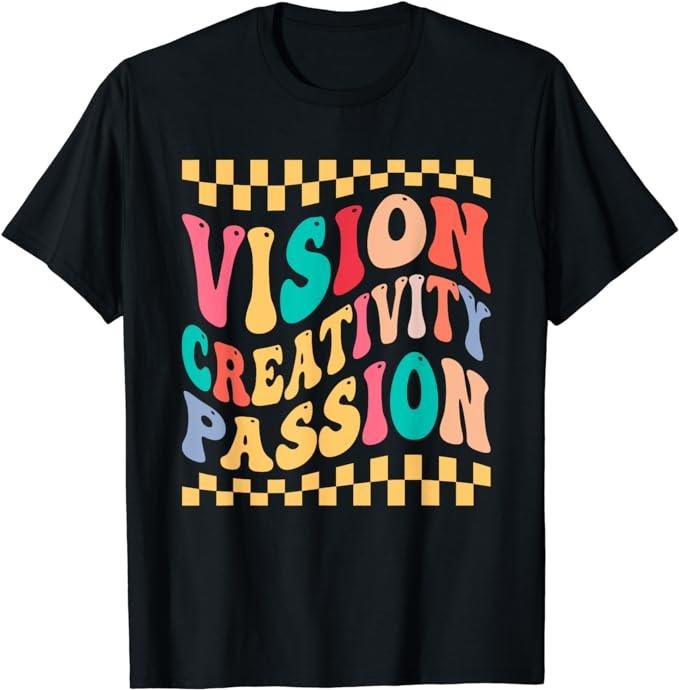 Funny Men Shirts, Vision Creativity Passion Funny Retro Groovy T-Shirt Menswear Top Casual Cotton Fashion Tee Hoodie...