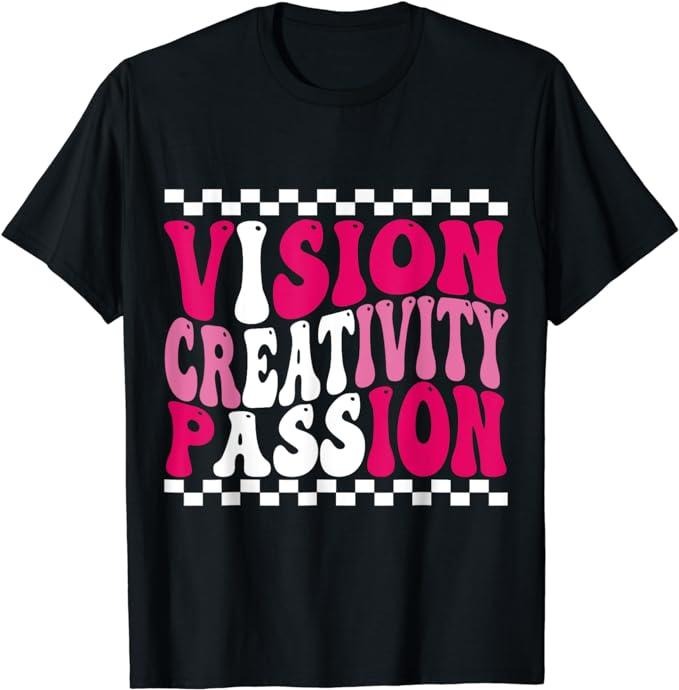 Funny Men Shirts, Vision Creativity Passion Funny Saying Retro Groovy T-Shirt Menswear Top Casual Cotton Tee Basic Hoodie...