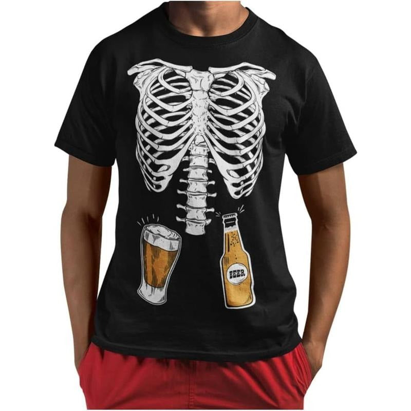 Funny Mens Skeleton Beers in Belly Shirt Ribcage Xray Halloween Costume Shirts for Menmade in us Hoodie Sweatshirt