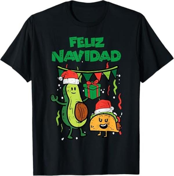 Funny Mexican Shirt Feliz Navidad Avocado Tacos Mexican Menswear Top T-Shirts, Hoodie, Sweatshirt