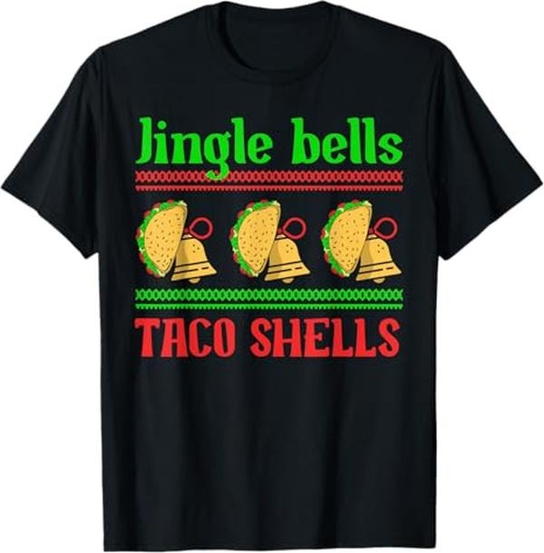 Funny Mexican Shirt Funny Jingle Bells Taco Shells Menswear Top T-Shirts, Hoodie, Sweatshirt